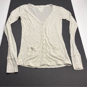 Suss Womens‎ Size 1 Small Cream Thin Cardigan Top Blouse Long Sleeve Pima Cotton